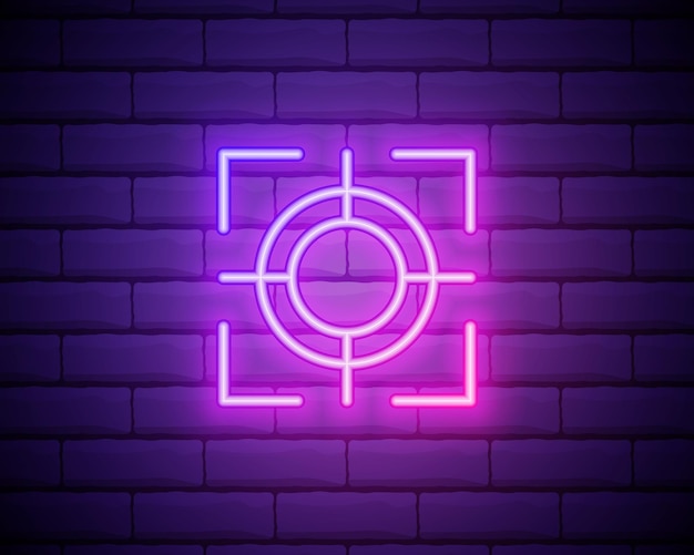 Focus neon icon Elementy zestawu fotografii Prosta ikona dla stron internetowych projektowanie stron internetowych grafika informacyjna o aplikacji mobilnej wyizolowana na ścianie z cegły
