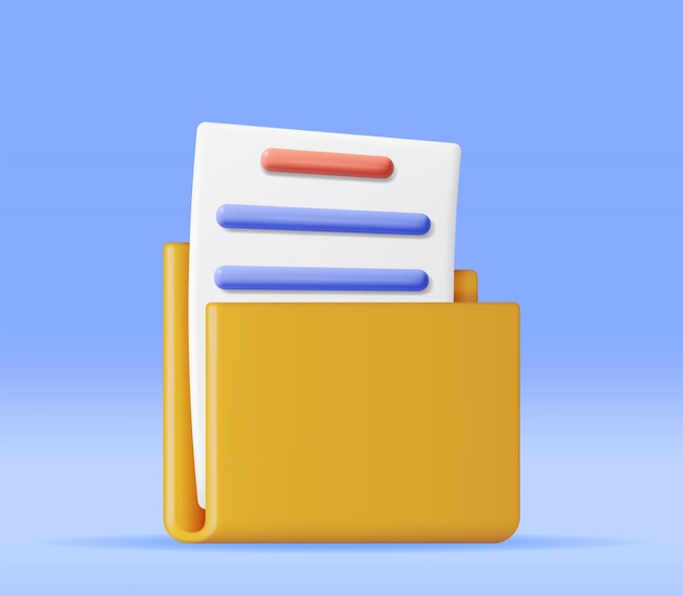 Plik wektorowy folder biznesowy 3d pełen dokumentów