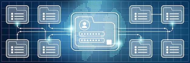 Foldery internetowe, zdalne przechowywanie danych, sieć, ilustracja koncepcji wektora kontroli dostępu