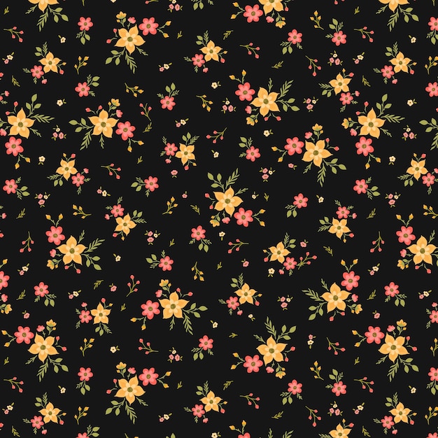 Folk Floral Style Ditsy Małe dzikie kwiaty wzór