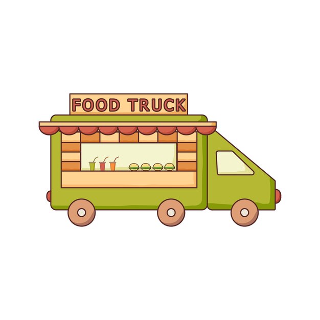 Food Truck Ikona Wektor Zarys Na Białym Tle