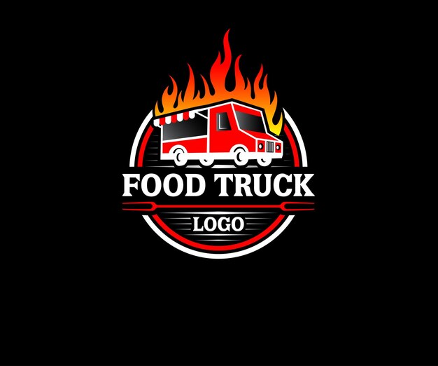 Food Truck Logo Restauracja Dostawa Usługa Food Truck Vector Logo