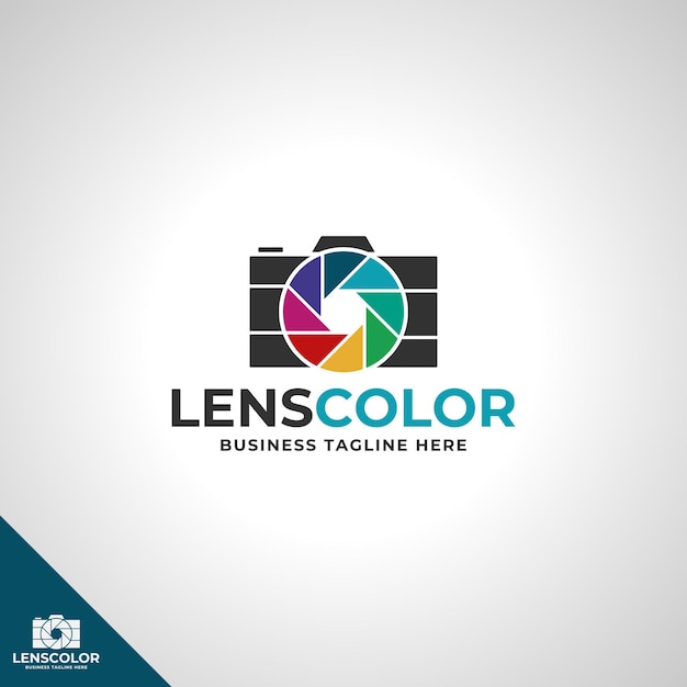 Plik wektorowy fotografia kolorowa obiektywu z logo aparatu