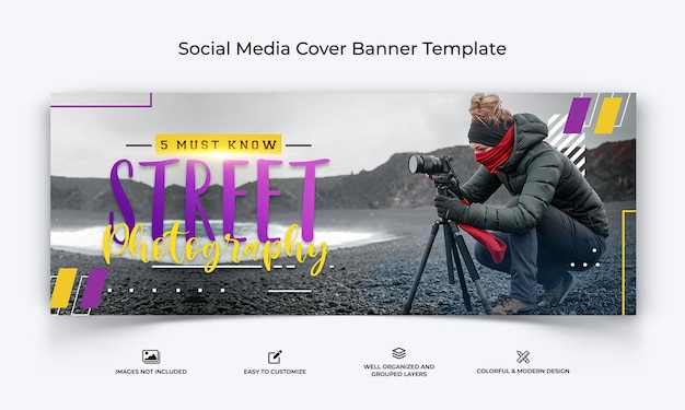 Fotograficzne Media Społecznościowe Szablon Banera Na Okładkę Na Facebooka Premium Wektorów