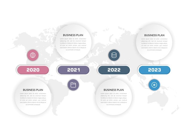 Four Point Infographic Element Strategii Biznesowej Z Ikonami