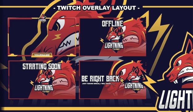 Fox Lightning Gaming projekt layoutu streamer twitch logo