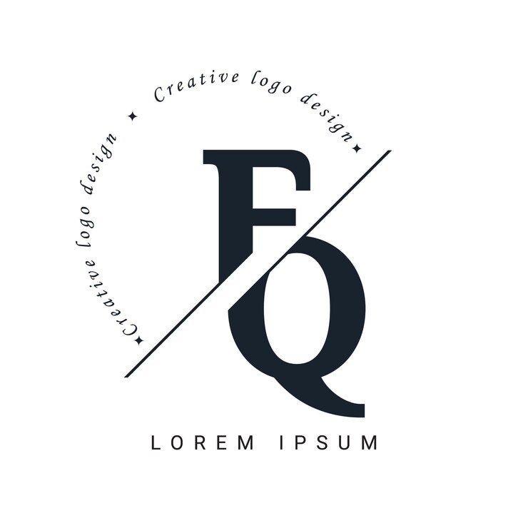 Wektor fq letter logo design z kreatywnym wycięciem kreatywny projekt logo