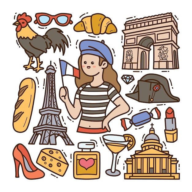 Francja Doodle Ilustracja