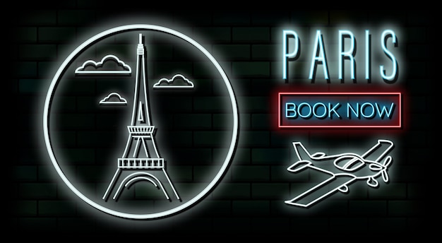 Francja I Paryż Podróży I Podróży Tle światła Neonowego