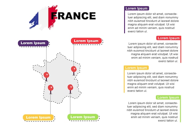 Francja Podróż Lokalizacja Infografika Koncepcja Turystyki I Wakacji Popularnych Miejsc We Francji