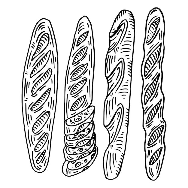 Francuska bagietka ręcznie rysowane konspektu doodle ikona.