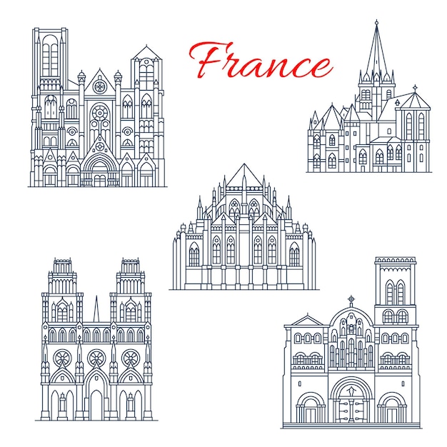Plik wektorowy francuska ikona podróży słynnej katedry