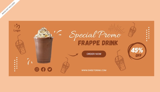 Plik wektorowy frappe drink banner sklep druk promocyjny wzór projektowania biznesu