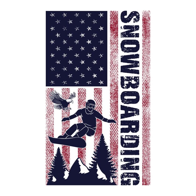 Free Vector Snowboarding T-shirt Design