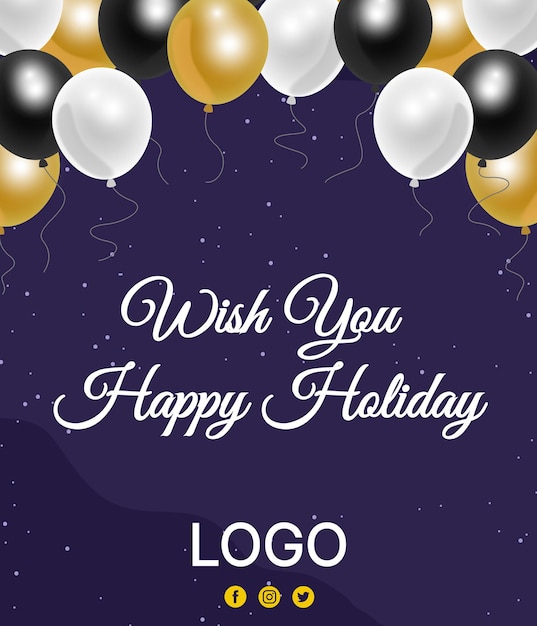 free_vector_wish_you_happy_holiday_template