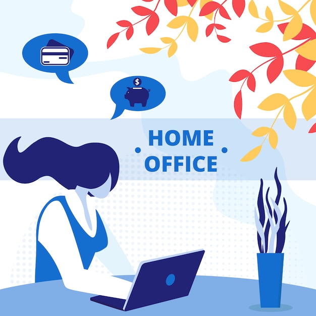 Freelance Home Office Workplace Square Banner.