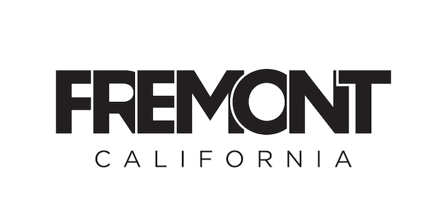 Fremont California USA typografia slogan projekt logo Ameryki z graficznym napisem miasta do druku i internetu