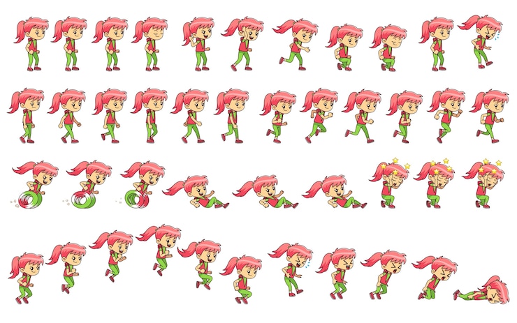 Wektor frisky girl game sprites