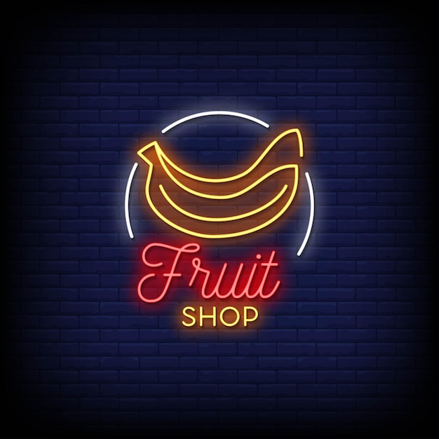 Fruit Shop Logo Neon Signs Style Text