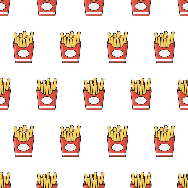 Frytki bezszwowe wzór. Ilustracja tematyczna Fast Food
