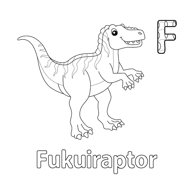 Fukuiraptor Alfabet Dinozaur Abc Kolorowanki Strona F