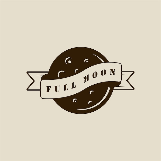 Full Moon Logo Wektor Vintage Ilustracja Szablon Ikona Projekt Graficzny Księżycowy Ze Znakiem Banera Lub Symbolem Z Izolowanym Stylem