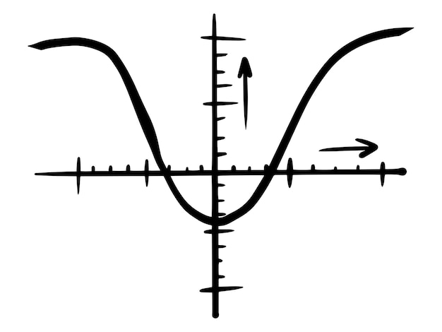 Funkcja matematyczna. Wykres ze współrzędnymi na białym tle.