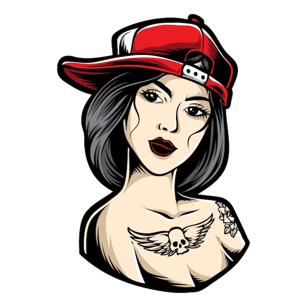 Funky dziewczyna wektor z tatuażem