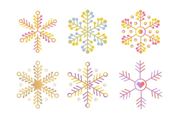 Funky Snowflakes Wektorowy zestaw dla projektantów funky snowflakes wektorowe elementy zimowe płatki śniegu