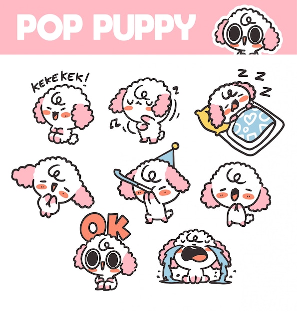 Funny And Lovely Pop Puppy Tom 1 Naklejka Zasób Ilustracja. Najlepsze Dla Aplikacji, Projektu. Wydrukować