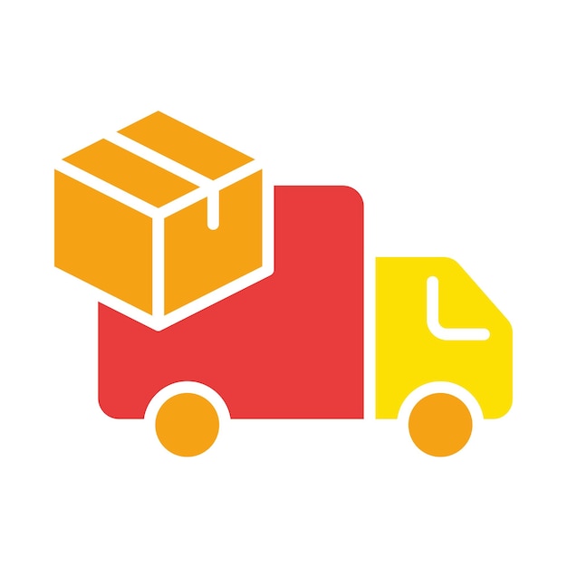 Furgonetka dostawcza z ikoną linii pudełka Transport towarów ciężarówka sklep internetowy poczta Wektor kolorowa ikona na białym tle dla biznesu