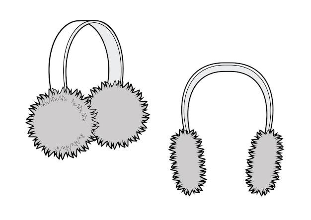 Plik wektorowy futrzane zimowe słuchawki wektor niebieski kolor na białym tle ładny element projektu zimy