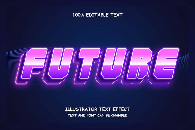 Future, 3d Edytowalny Efekt Tekstowy Fioletowy Gradacja Różowy Nowoczesny Cień W Stylu Neonowym