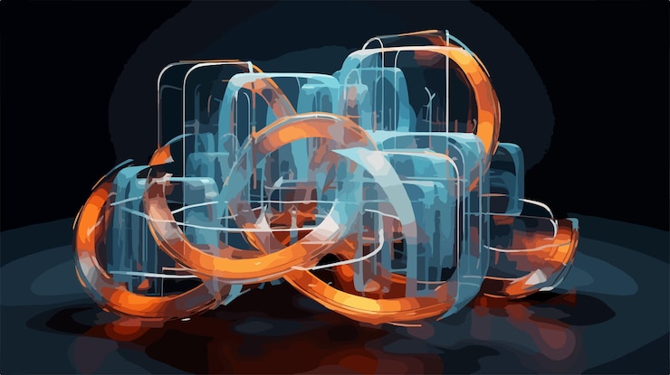 Wektor futuristyczna koncepcja technologii cyfrowej 3d z złożoną figurą geometryczną
