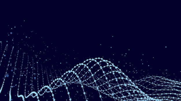 Futuristyczna poruszająca się fala Cyfrowe tło z poruszającymi się świecącymi cząstkami i liniami Wizualizacja dużych danych Ilustracja wektorowa