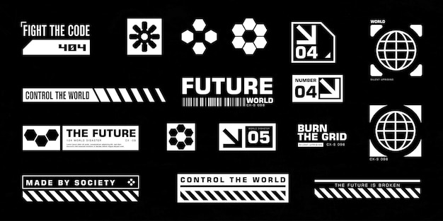 Futuristyczne szablony zestawu elementów cyberpunka