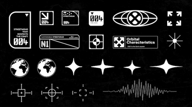 Futuristyczny streetwear cyberpunk element interfejsu technologia szablon projektowania wektorowego graficznego