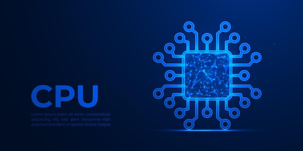 Futuristyczny świecący mikroprocesor cyfrowy AI procesor Cyber Technologia HighTech Innowacja