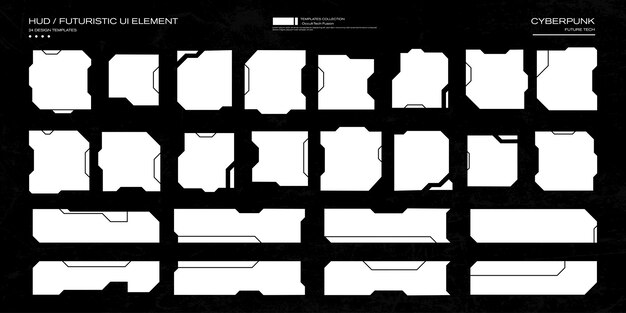 Futuristyczny zestaw elementów interfejsu użytkownika dla projektu Cyberpunk