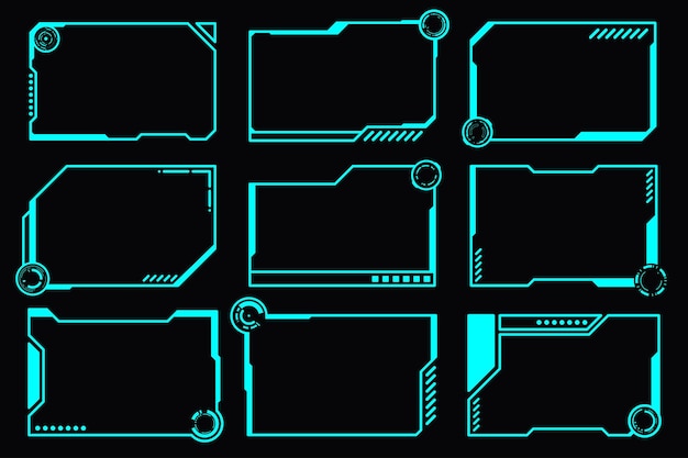 Futuristyczny zestaw hi-tech ramka styl cyberpunk element projektu technologii HUD scifi design