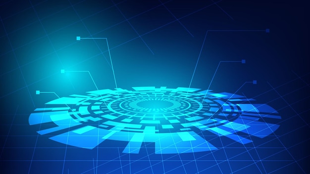 futurystyczna koncepcja tła technologii innowacji. wirtualne świecące niebieskie światło Zaawansowany technologicznie ekran HUD