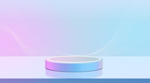 Futurystyczna scena cyber z 3d neonowym podium do prezentacji produktu w pastelowym tle