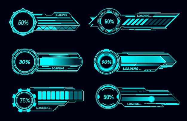 Futurystyczne Paski ładowania Hud I Interfejs Użytkownika Sci Fi