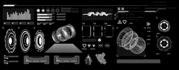 Futurystyczny element kształtu HUD GUI Science fiction retrofuturyzm koncepcja vaporwave abstrakcyjny elementx9