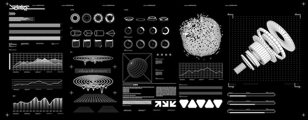 Futurystyczny kształt elementu HUD GUI Science fiction cyberpunk retrofuturyzm koncepcja vaporwave Vector
