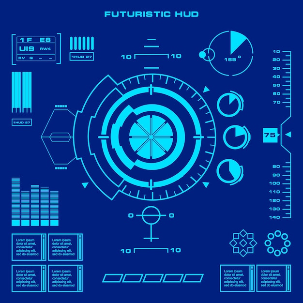 Futurystyczny Niebieski Wirtualny Dotykowy Interfejs Użytkownika