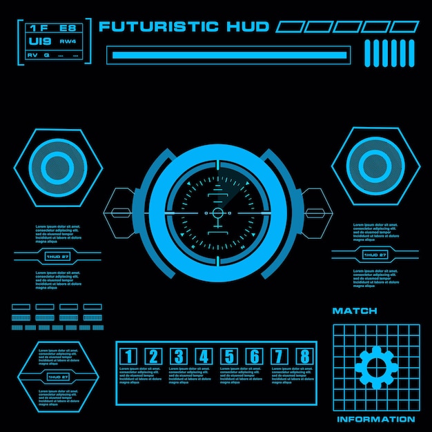 Futurystyczny Niebieski Wirtualny Dotykowy Interfejs Użytkownika