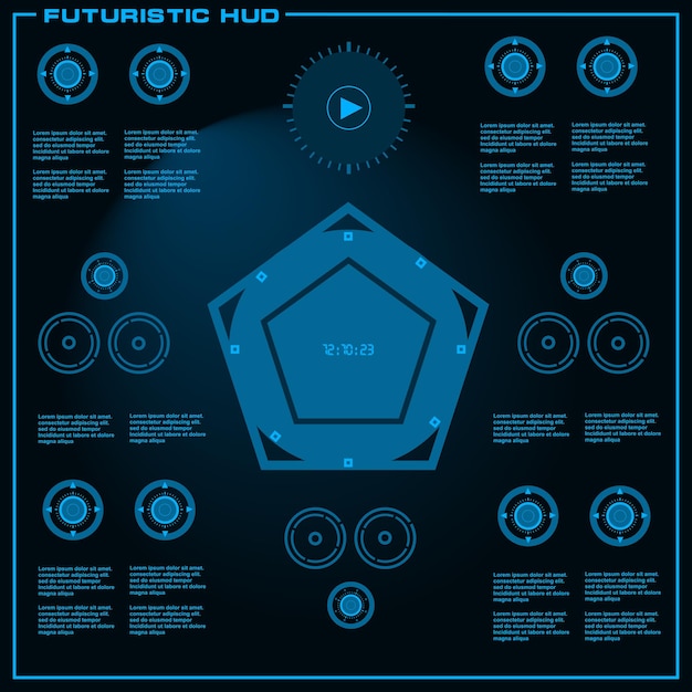 Plik wektorowy futurystyczny niebieski wirtualny dotykowy interfejs użytkownika