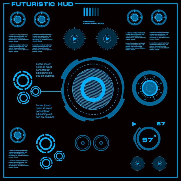 Plik wektorowy futurystyczny niebieski wirtualny dotykowy interfejs użytkownika