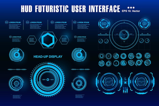 Futurystyczny Niebieski Wirtualny Graficzny Dotykowy Interfejs Użytkownika Wyświetlacz Pulpitu Nawigacyjnego Hud Ekran Technologii Wirtualnej Rzeczywistości